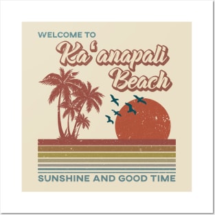 Ka'anapali Beach - Ka'anapali Beach Retro Sunset Posters and Art